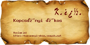 Kopcsányi Ákos névjegykártya